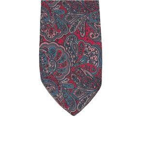 Christopher Hayes 100% Silk Red Paisley Print Tie, 59 1/2"